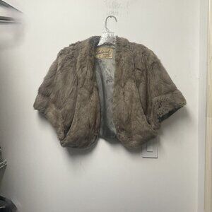 Beautiful Vintage Faux Mink Fur Stole Cape Shawl Light Brown